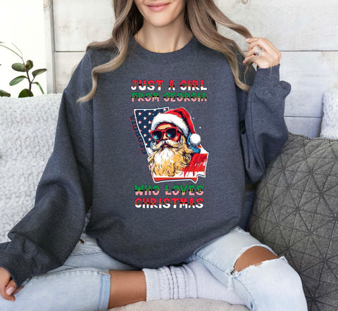 Image of USA Xmas Sweatshirt - Santa Claus Print - Georgia Gifts