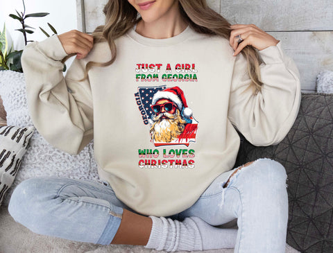 Image of USA Xmas Sweatshirt - Santa Claus Print - Georgia Gifts