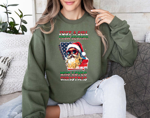 Image of USA Xmas Sweatshirt - Santa Claus Print - Georgia Gifts