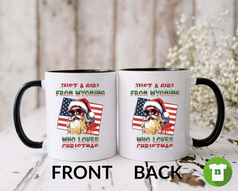 Image of Santa Claus Xmas Mug - Funny Christmas Tea Mug - Wyoming USA Gift Idea